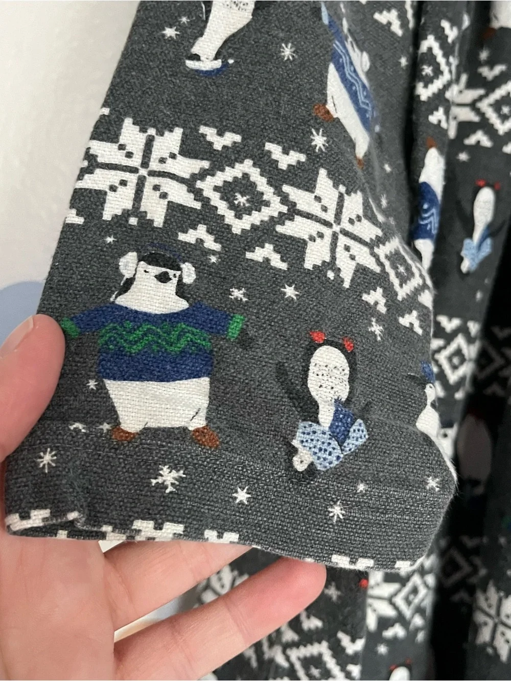 Hanna Andersson Flannel Nightgown Penguin Snow Print Made in Peru size 6 120cm